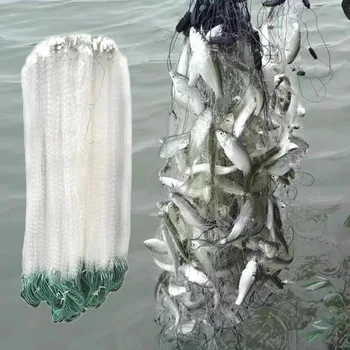 단일 메쉬 나일론 고무 스레드 낚시 그물, 내구성 플로트 트랩 모노필라멘트 아가미 그물, 핸드 캐스팅용 낚시 액세서리, 3 레이어