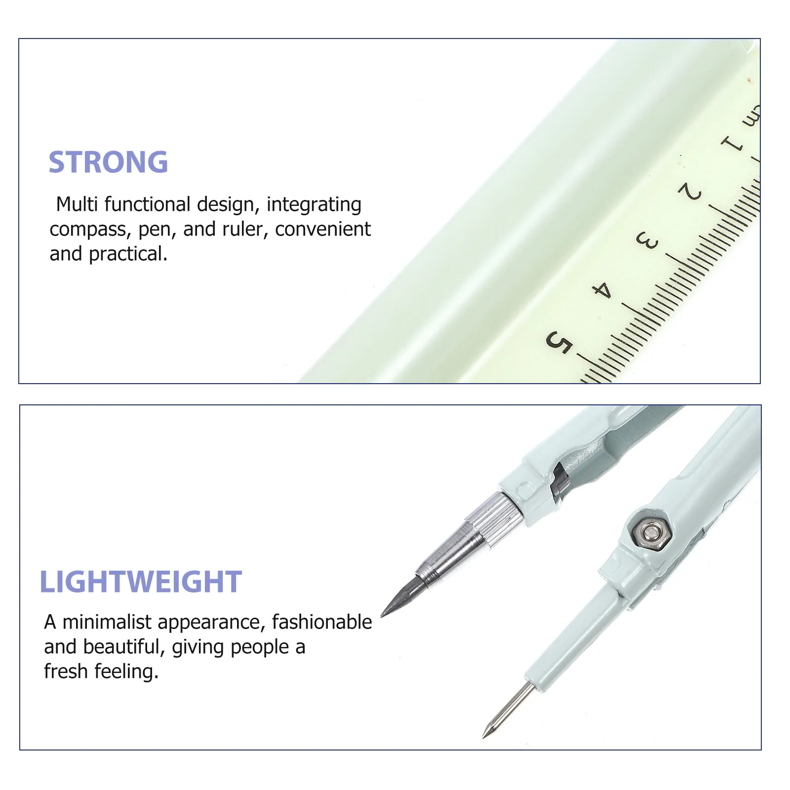다기능 나침반 펜 자 세트 녹색 플라스틱 금속 기하학 그리기 도구 학생 예술가 전문가용 고정밀