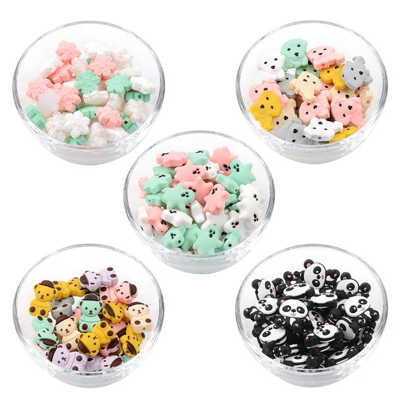 10PCS Baby Teething Panda Leaf Silicone Beads Sunflowe DIY Food Grade Ghost Silicone Rodent Toy BPA Free Nurse Gift Accessories teething toys silicone teething toys baby teething toys silicone beads silicone teething beads