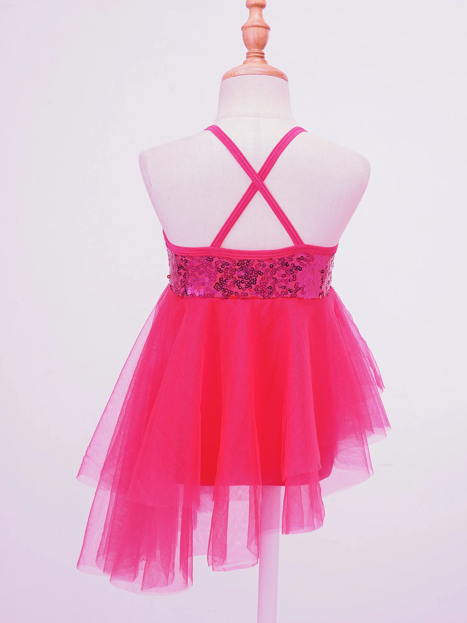 Kids Girls Gymnastic Leotard Ballet Tutu Dress Ballerina Stage Performance Costume Sleeveless Sequins Tulle Lyrical Dancewear ballet leotard dance leotard girls dance costumes