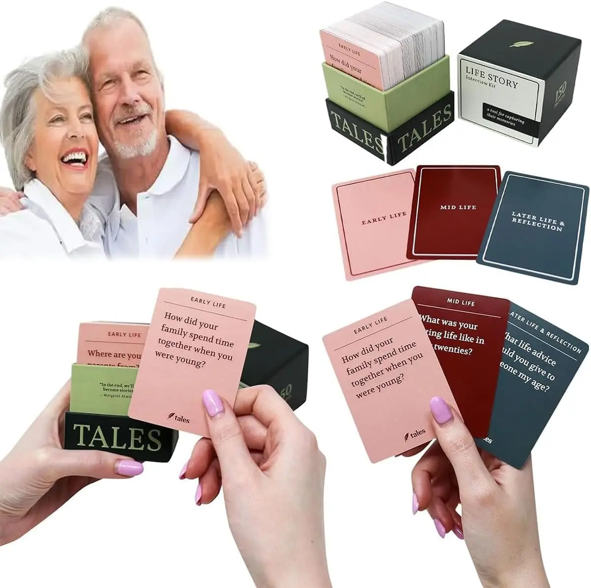 150 Pcs Life Story Interview Kit Cards, Gioco Di Pictionary Per La Famiglia, Genitori E Genitori Che Conoscono Il Gioco Di Famiglia Night Crafted Q