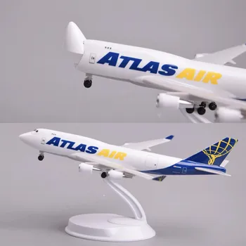 Atlas Air B747 Open Hatch ABS 20cm Modellino Aereo in Plastica per Adulti, Decorazione, Regalo per Appassionati di Aviazione, per Collezioni ed Esposizioni