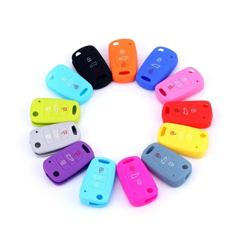 Key Case Key Case Cover Car Key Shell Flip Key Fob Shell Silicone Flip Car Key Cover Case For Kia RIO K2 K3 K5 Ceed Cerato Sportage For Hyundai Verna I20