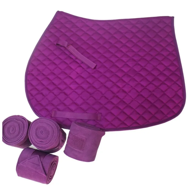 Pure Cotton Breathable And Absorbent Saddle Pad Ear Muffs Bandage Gaiters Three-piece Matching Equestrian Sweat Pad