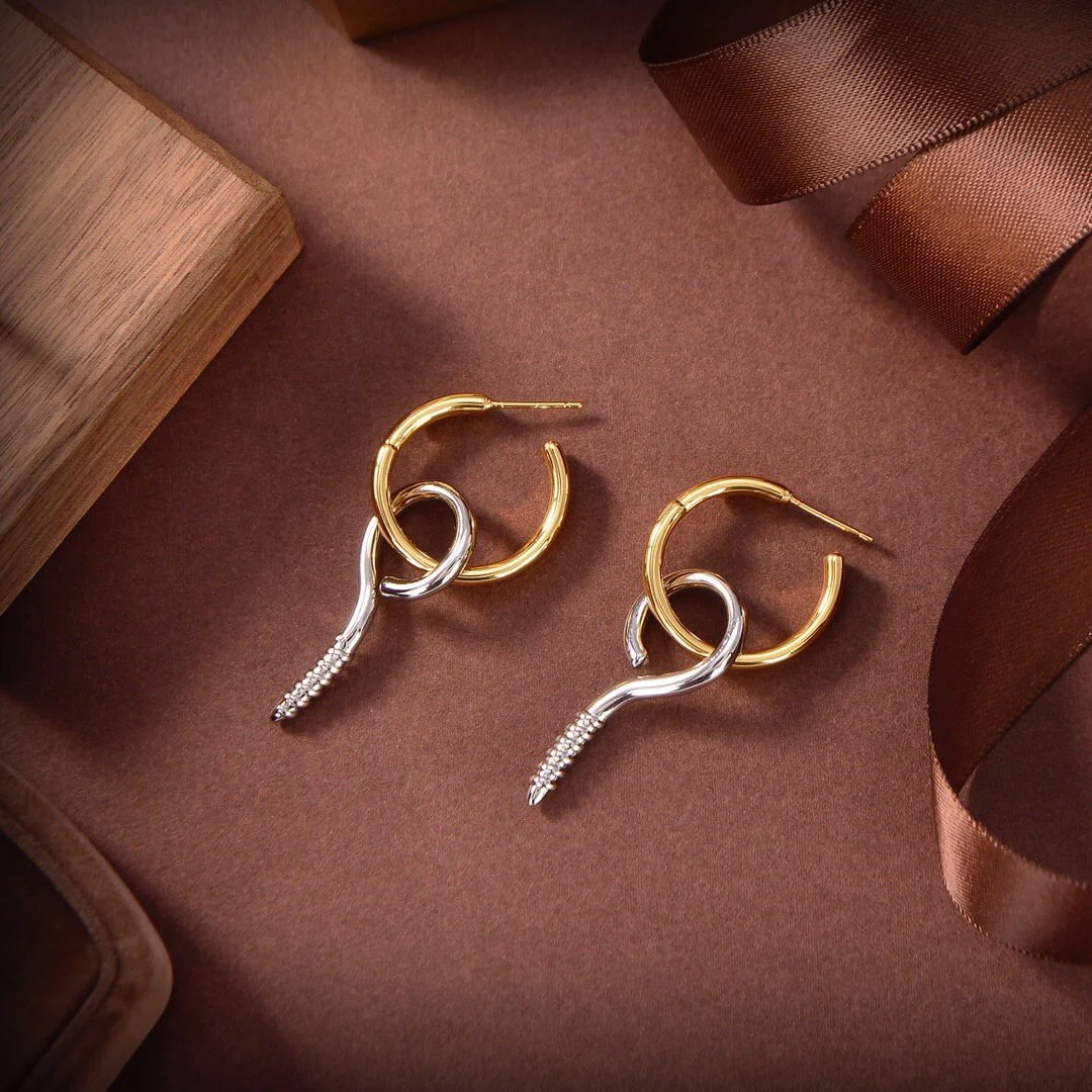 2022 Brand Trend Screw Earring Counter Consistent Brass Plating Dating Daily Wear Versatile Exquisite Banquet