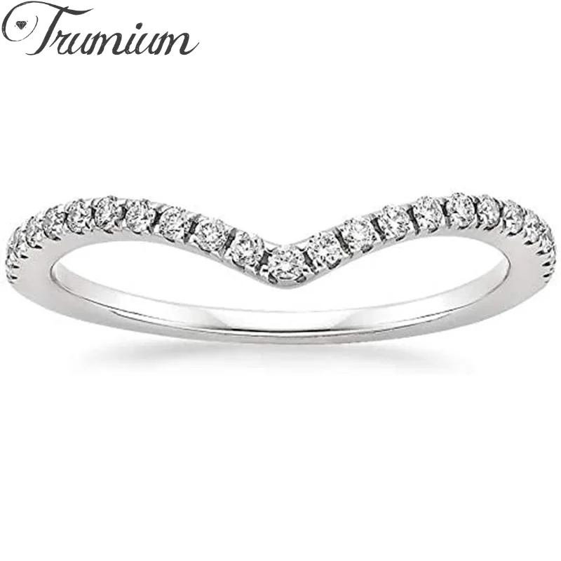 Trumium V Shape Ring Zirconia Eternity Bands Anelli Di Fidanzamento Impilabili In Rame Per I Regali Di Anniversario Delle Donne