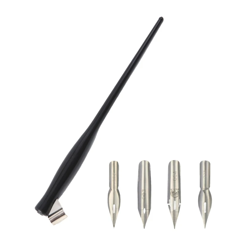 Antieke Dip Pen Set 5 Vervangende Penpunten Houten Kalligrafie Pen Kit Voor Beginners