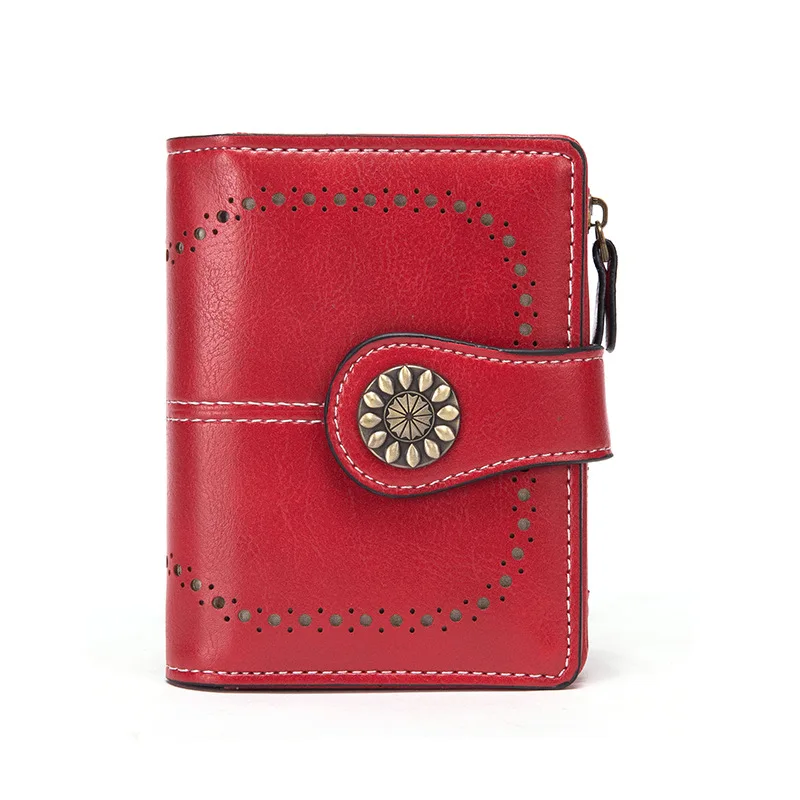 New Women's Wallet Short Mini Multi-Function Card Holder for Students RFID Blocking Leather Small Purse