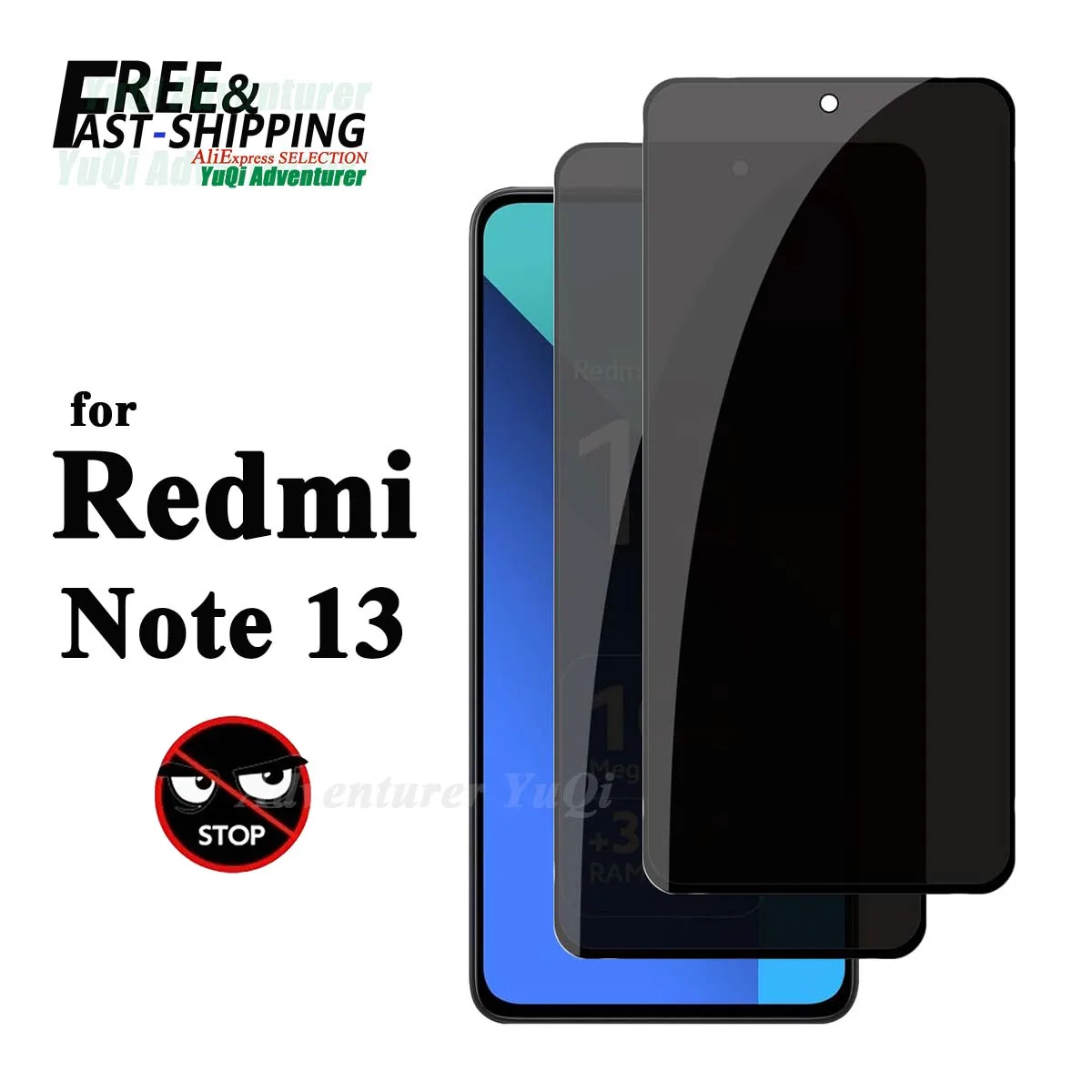 Proteggi Schermo Anti Spia Per Redmi Note 13 4G 5G, Vetro Temperato 9H Privacy Peep Scratch Selection Fast Free Ship Case Friendly