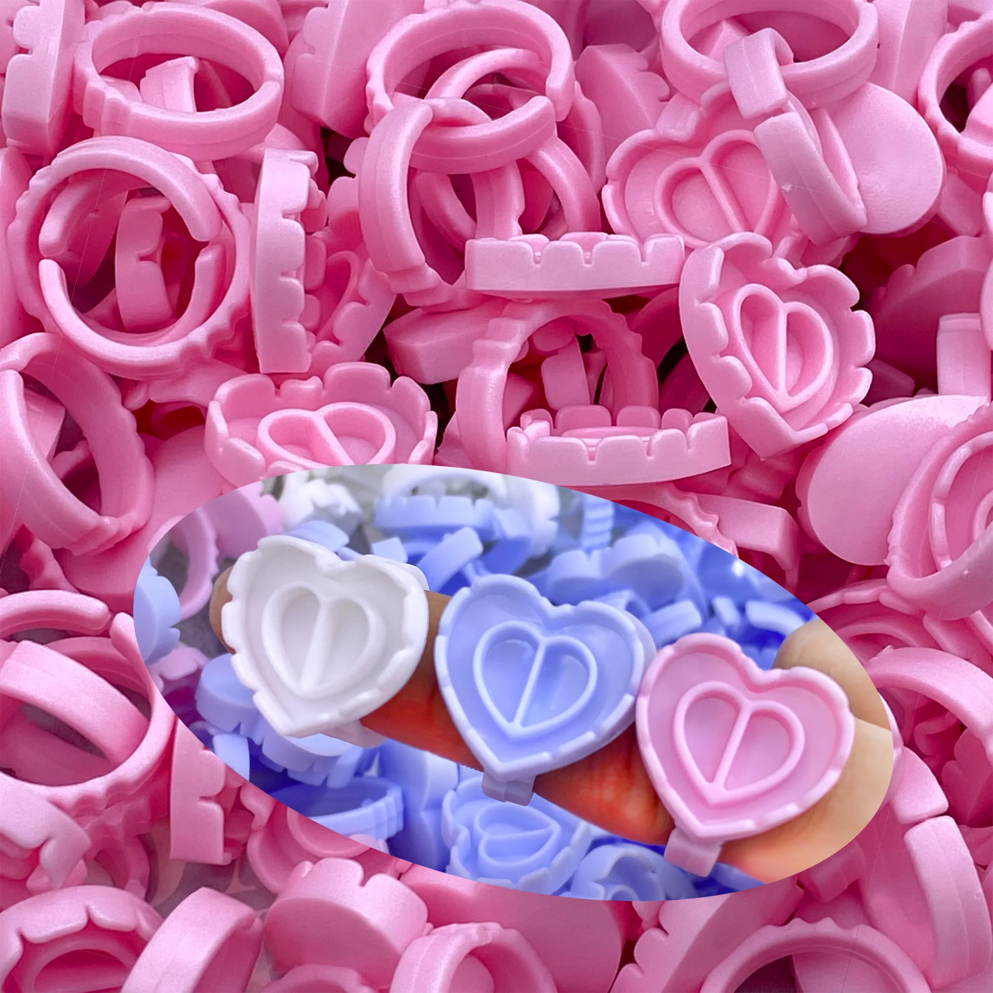 500Pcs Eyelash Glue Fan Cup Rings Holder Container White Tattoo Pigment Disposable Eyelash Extension Tools Lash Supplies