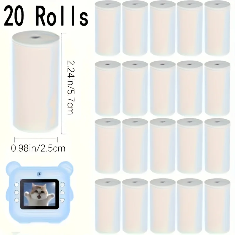 20 Rolls of 57Mm Wide White Thermal Paper Pocket Printers And Instant Cameras Roll, Printer Thermal Paper Photo Thermal Paper