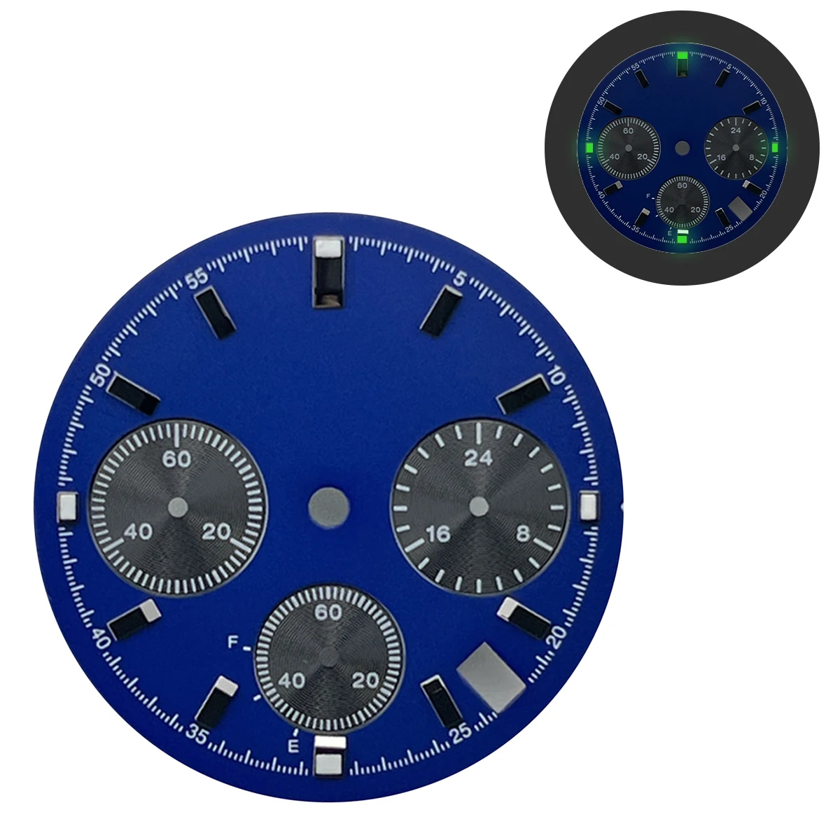 Luminous Sunray Chronograph Watch Dial with 6 Hands