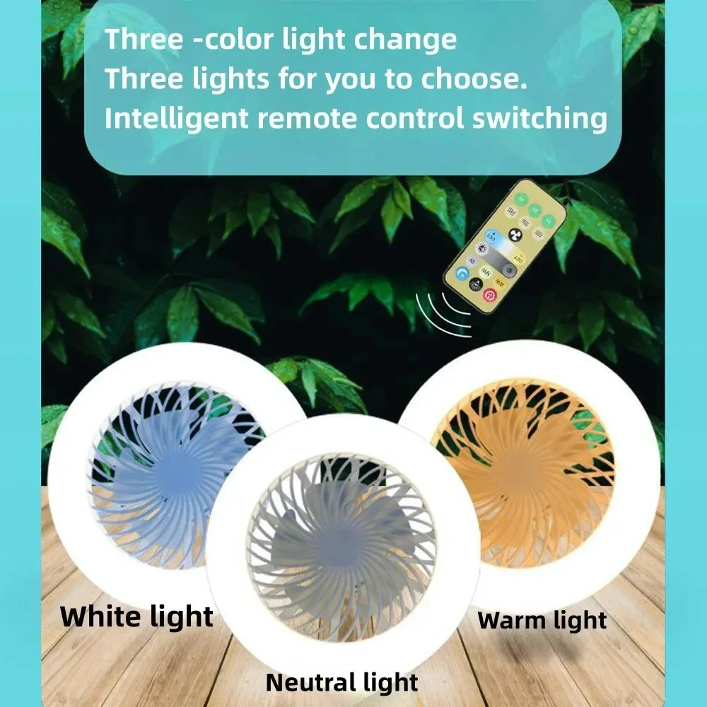 2-in-1 Three-speed Mode LED Fan Light LED Lamp Bead E27 Screw Fan Light Remote Control Wall Control for Bedroom Ceiling