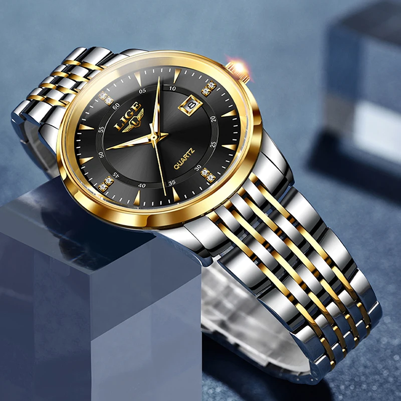 LIGE Fashion Women Watch Top Brand Luxury Waterproof Women's Quartz Wristwatches Casual Sports Date Chronograph Montre Femme 2
