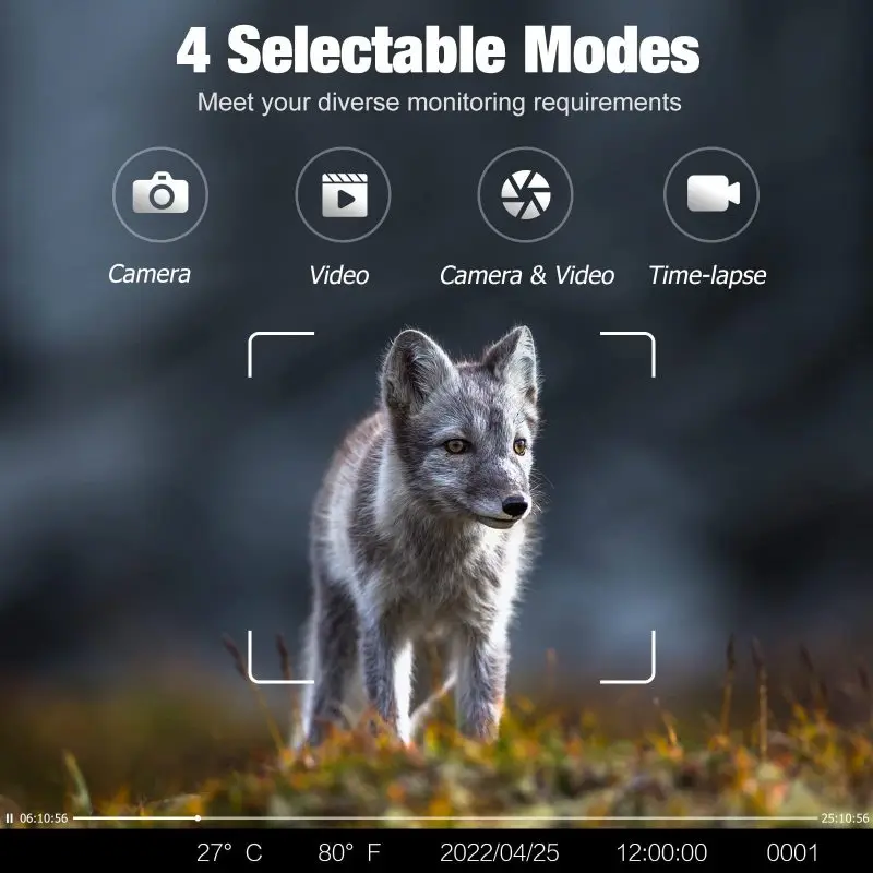 4G 4K 36MP Wildlife Camera APP Video Photo Hunting Trail Camera Invisible IR LED Night Vision 120 Detection IP66 Waterproof Cam