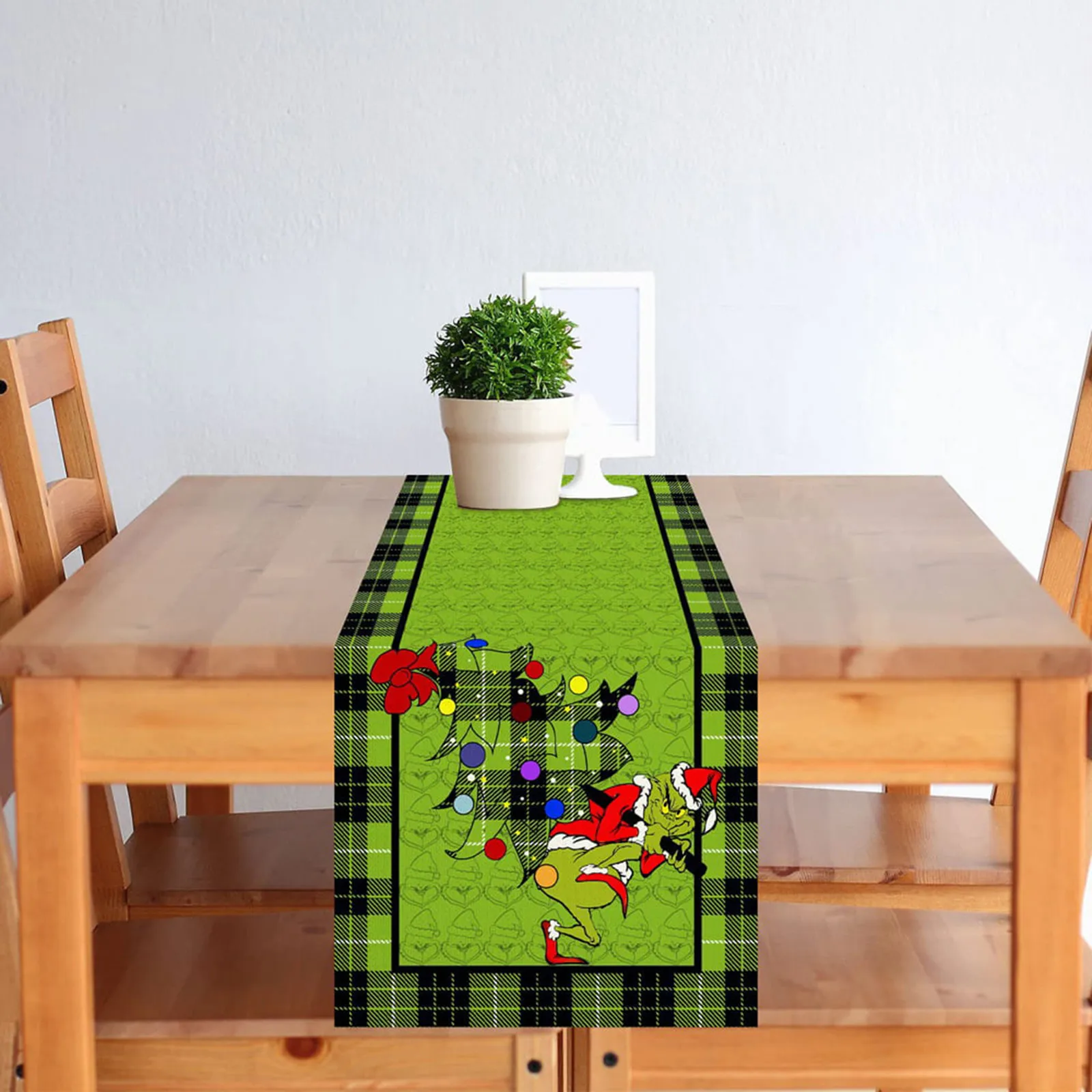 Linen Christmas Table Runner 13x72 Inch Christmas Winter Holiday Home Kitchen Dining Room Decoration Table Runner