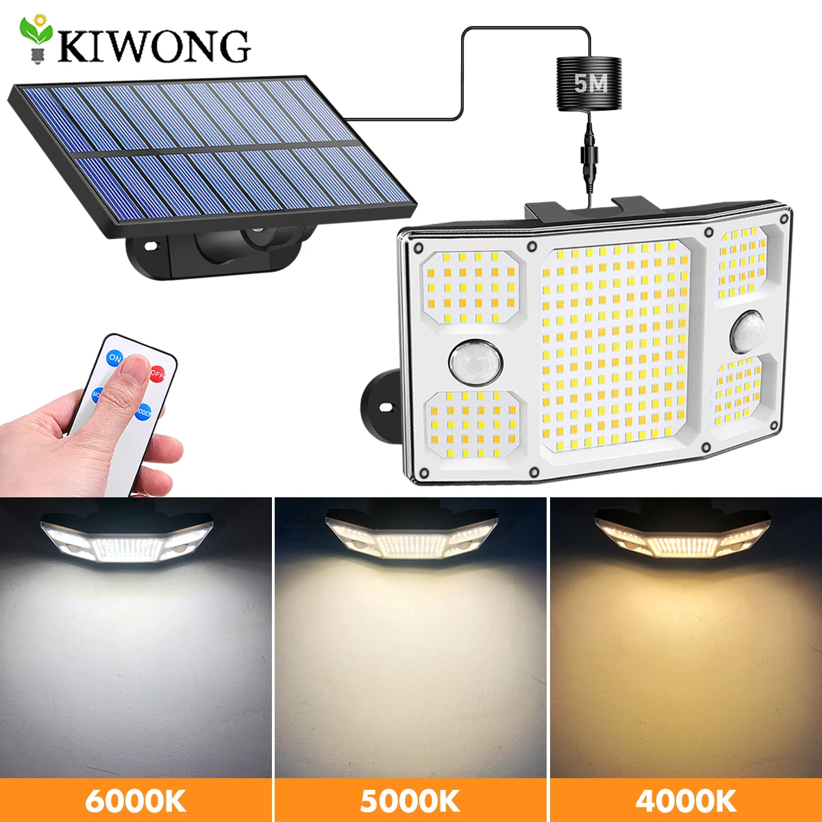 Solar Light Outdoor Solar Lamp IP65 Waterproof With Remote Control 1500mAh Battery 5m Delay Wire Adjustable for Yard Fence