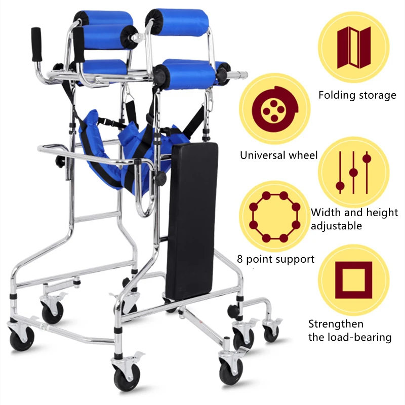 Elderly Disabled 8 wheels Walker Assist Walking Lower Limb Rehabilitation Exercise Device Anti-backward Rollover Shelf Tool elderly walker