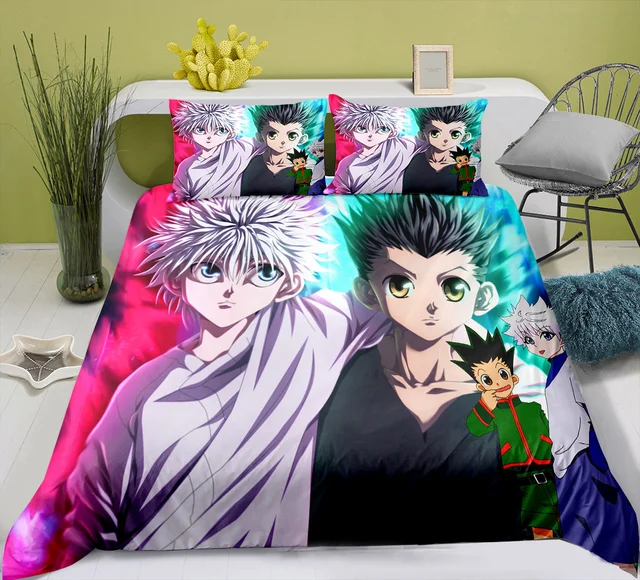 Anime hunter x hunter jogo de cama 3 peças dos desenhos animados