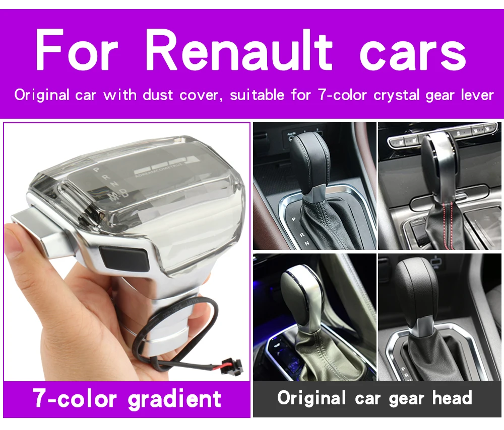 Automatic Gear Shift Knob Handball Lever Shifter LED Crystal For Renault Koleos