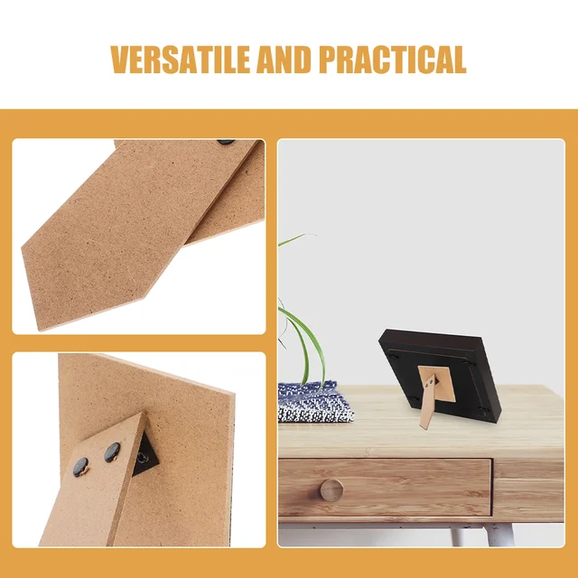 2 Pcs Easel Back Black Iron Photo Frame Custom Picture Cardboard Patch Wood-based Panel Stand Adhesive Metal 6