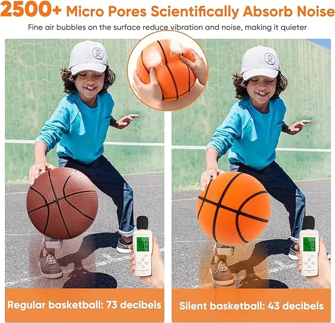 Silent Basketbal, stille basketbal, bal van schuim met hoge dichtheid, niet gecoat, stille sneaker met mand, schuimrubberen trainingsbal, maat 3 5 7, voor binnen