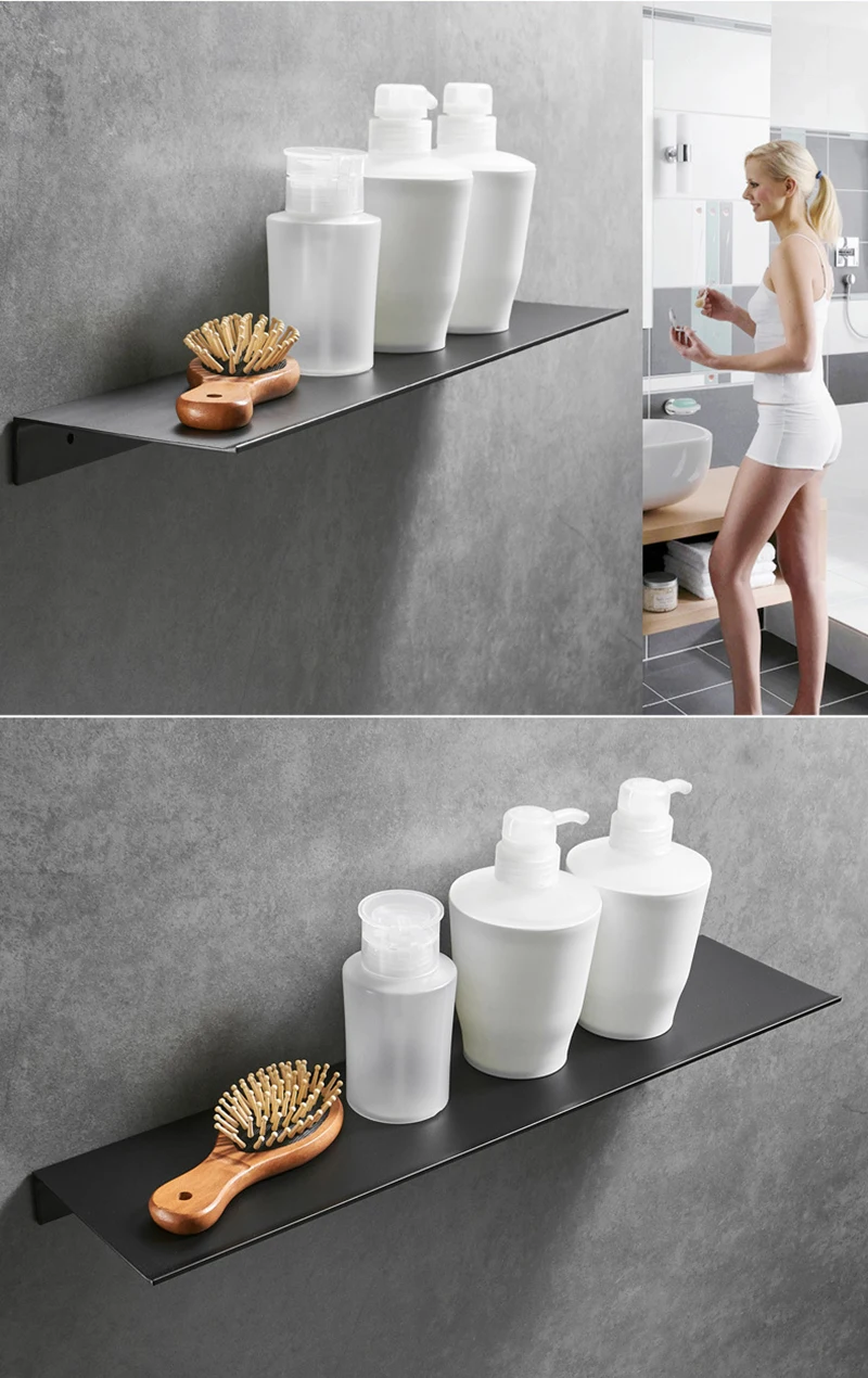 

E2 Bathroom Accessories Storage Rack Shelf 30-50cm Modern Bathroom Shelves Makeup Organizer Make Up Kitchen Wall Shelf Accessory