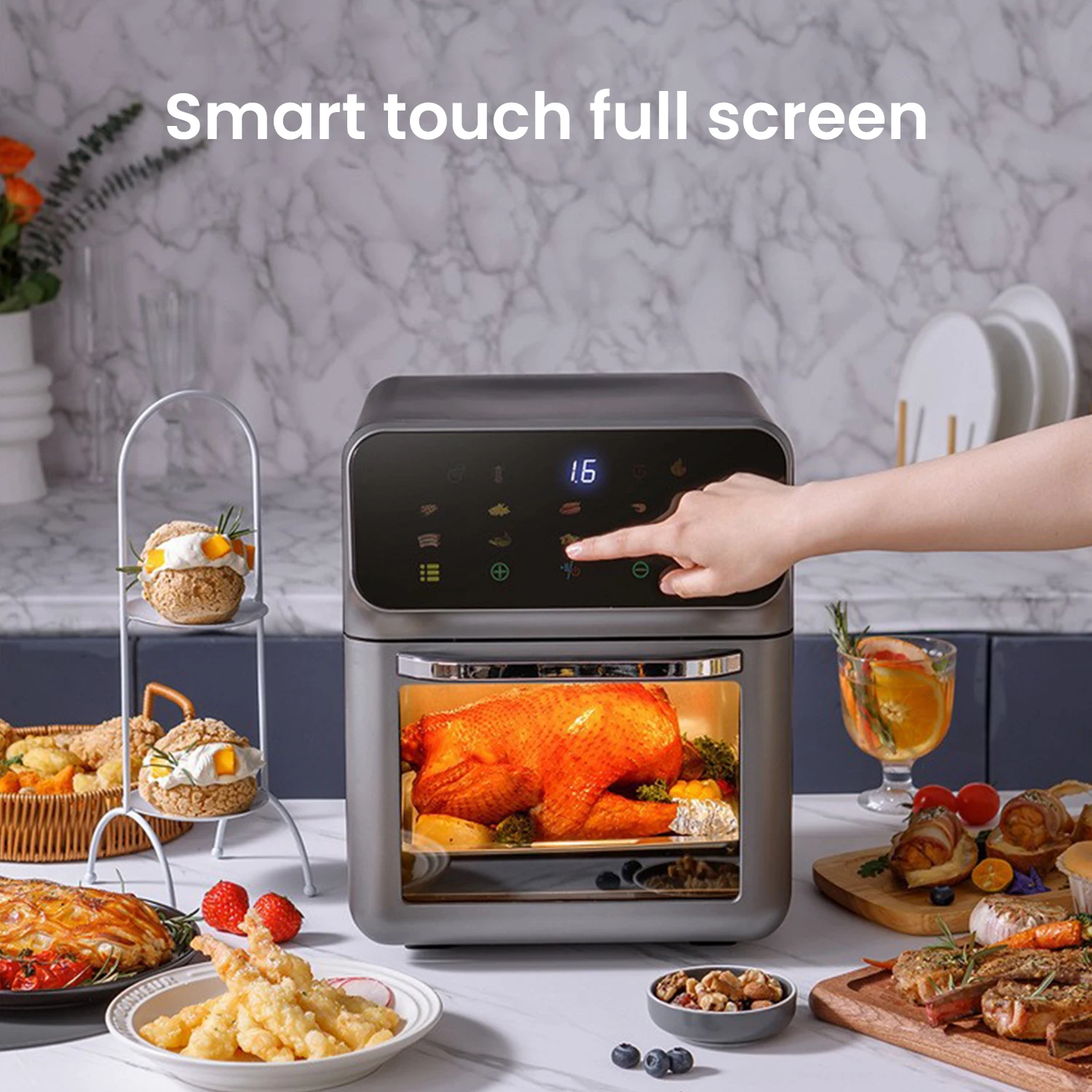 12L Large Capacity Electric Air Fryers Oil-free Automatic Household Kitchen 360°Baking Convection Oven Deep Fryer Without Oil 6