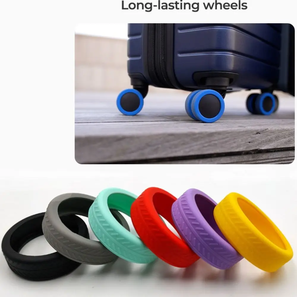 4/8Pcs Pure Color Luggage Wheels Protector with Silent Sound Silicone Suitcase Wheels Protection Cover Reduce Wheel Wear Noise