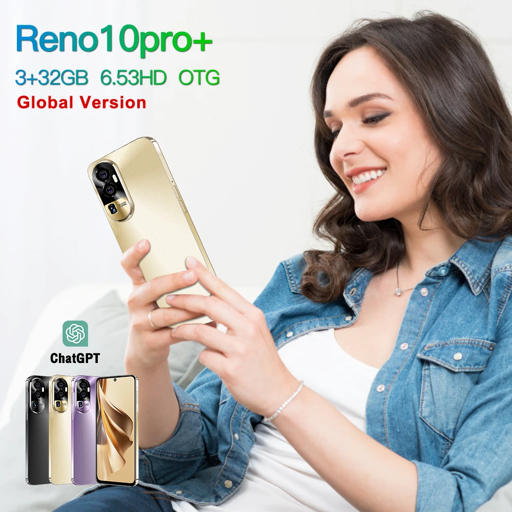 글로벌 VER Reno10 프로 4G 스마트폰, 쿼드 코어, 3GB + 32GB, 6.53 인치 미니 스마트폰, 안드로이드 휴대폰, 3250mAh 배터리, 페이스 1D