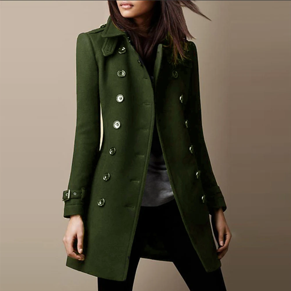 

Lapel Overcoats Overcoats Long Overcoats Parka Slimming And Slimming Solid Color Trench Breasted Autumn Winter