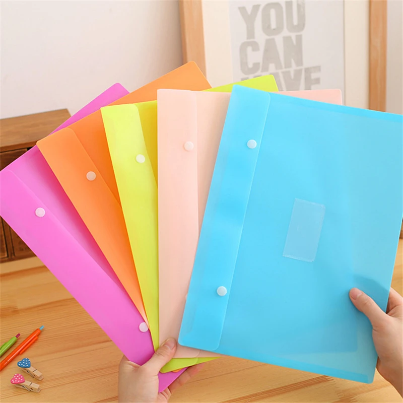 

DL Simple file office stationery snap folder waterproof material package bag Kawaii Teaching equipment student stationery stati