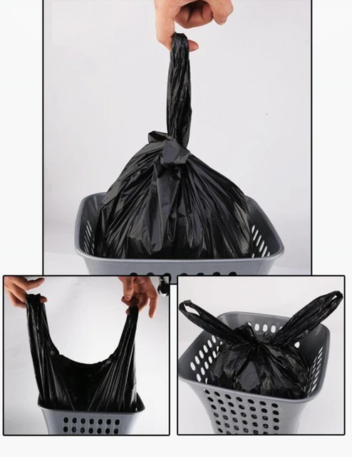 50 Pcs Household Disposable Garbage Bag Thicken Black Leak-proof Plastic Bag  Handle-type Hygienic Durable Garbage Cleaning Bag - AliExpress