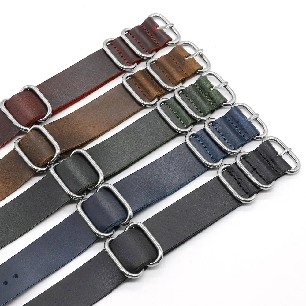 Vintage-Uhrenarmbänder aus echtem Leder, 18 mm, 20 mm, 22 mm, braun, handgefertigt, Kuh-Uhrenarmband, Ersatz für Herren und Damen, Uhrenzubehör – Detail 4