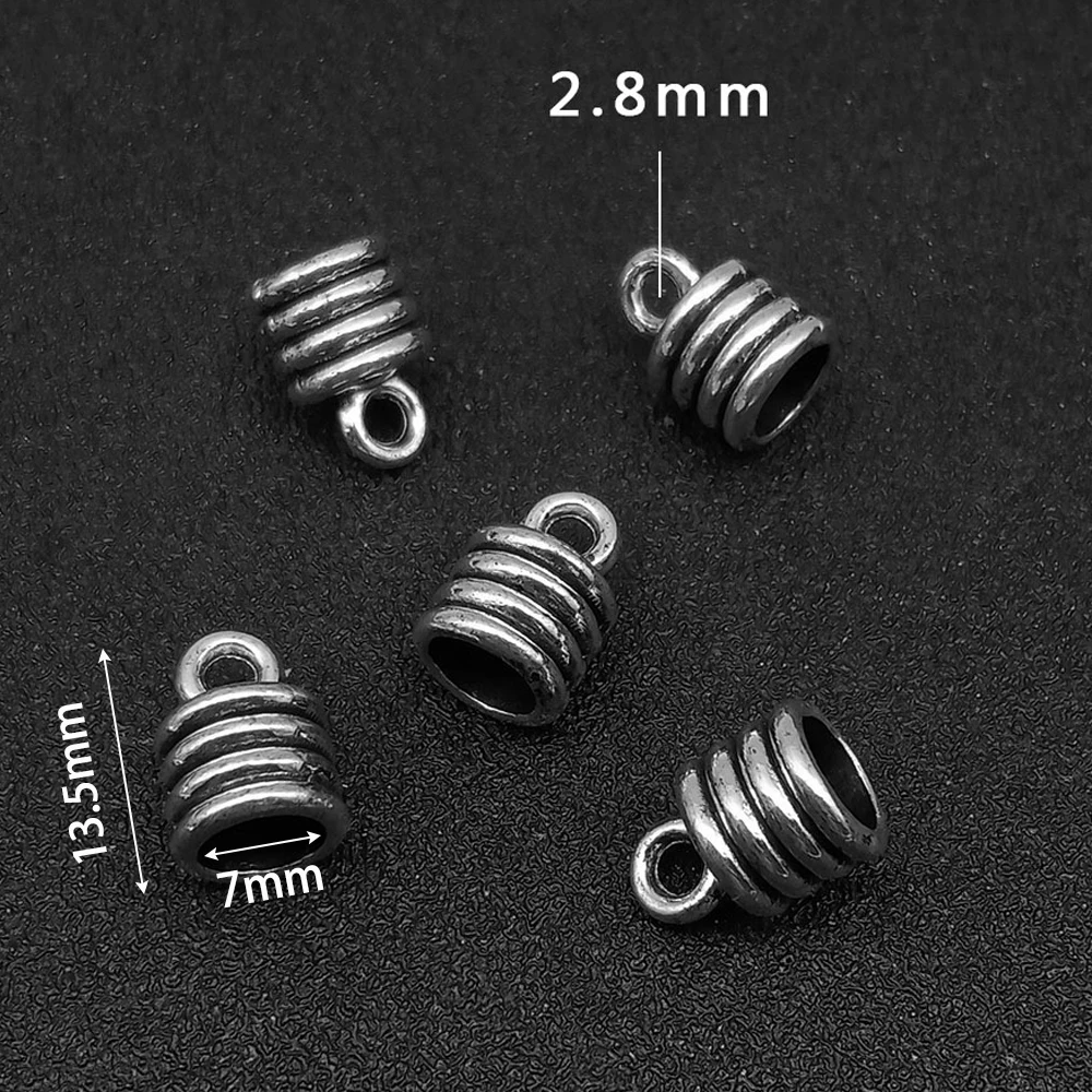 10 Stück Antik-Silber-Crimp-Kabel-Endkappen-Fass mit Schlaufe für Perlen, Quasten, Drahtfaden, Ohrringe, Armbänder, Schmuck, DIY, Basteln – Detail 5