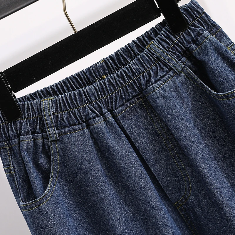 Jeans Grande Taille 2026 Printemps Automne Taille Haute Coupe Droite Pantalon Ample Décontracté Femme avec Poches