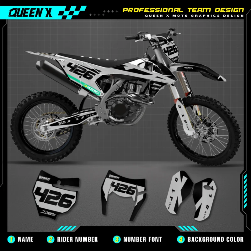 

QUEEN X MOTOR Custom Team Graphics Decals Stickers Kit For KTM 2016 2017 2018 SX SXF , 2017 2018 2019 EXC XC-W EXC-F 018