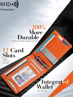 Minimalist men's RFID blocking multi-functional ultra-thin 12-card wallet, front pocket bi-fold solid color portable card holder 2