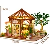 DIY Wooden Miniature Model Kit Flower Coffee Store Casa 3D Puzzle Dollhouse With Furniture Lights Home Decor for Friends Gifts 6
