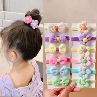 6Pcs/Set Children's Headbands Flower Hair Ring Sweet and Cute Ponytail Hair Ring Little Girl Braided Towel Ring Hair Accessories 2