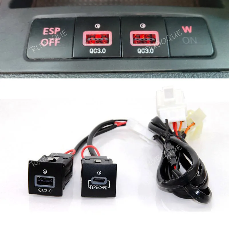 Quick Car Charger QC3.0 PD USB Interface Socket Auto Phone Charging