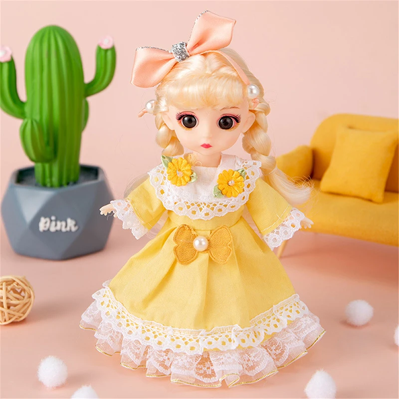 

16cm 1/12 BJD Doll With Clothes Shoes Movable 13 Joints Cute Sweet Face Toy Girl 5 Years Gift Child Toys Princess Doll Girl Gift