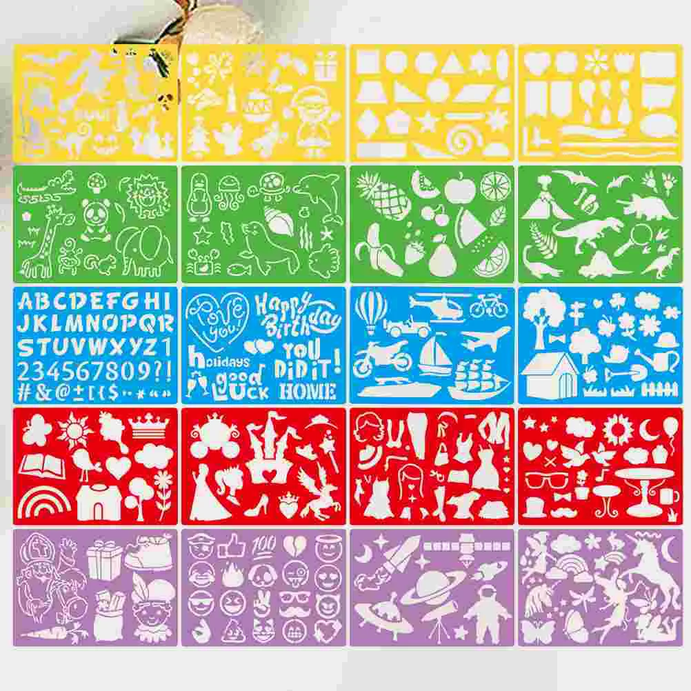 Painting Drawing Templates DIY Coloring Spraying Hollow out Cartoon Stencil Wall Floor Artwork Supplies for Children Kids