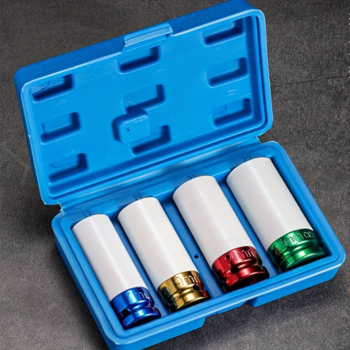 7 Stück 1/2 Zoll Antriebsradschutz-Schlagschrauber, dünnwandiger, tiefer Schlagschrauber-Set, langlebige Kunststoffhülse, Radmuttern-Stecknuss, 6 Punkte – Detail 6