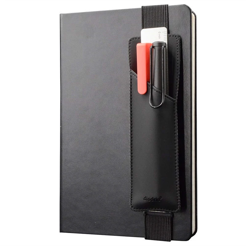 

Adjustable Elastic Band Pen Holder Simple Color Adjustable PU Pen Sleeve Pouch Square Students Notebook Book Page Pen Clip
