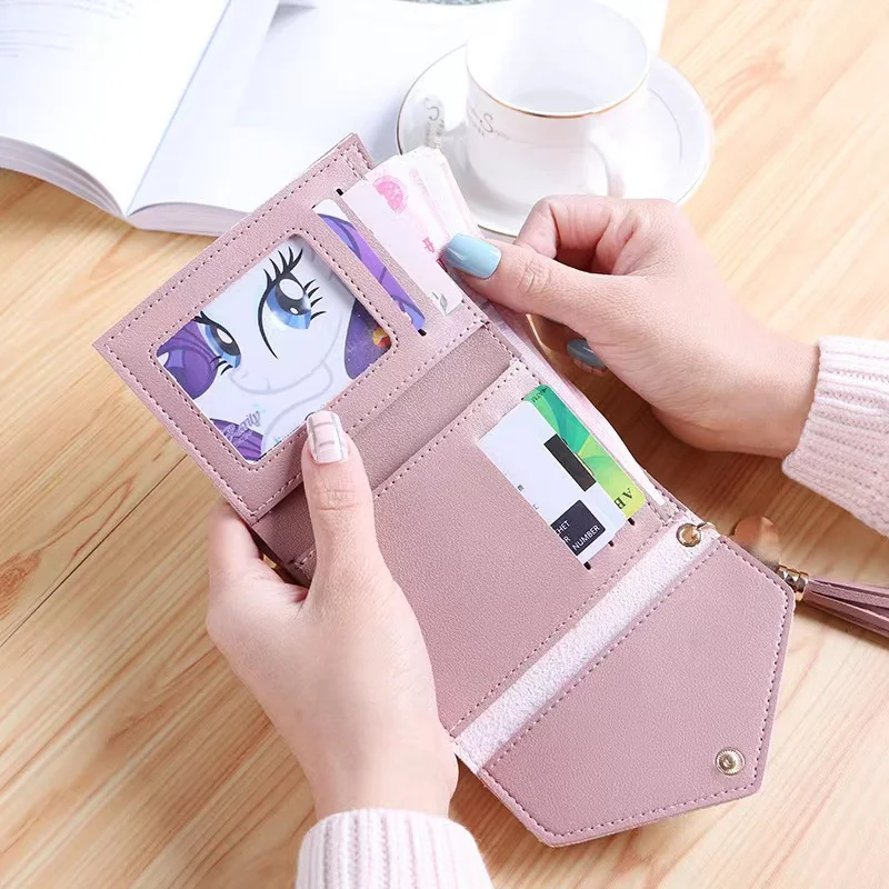 Mini Tassel Wallet Women Fashion Purse Female Short Mini Wallets Korean Students Lovely Purse Female Small Wallet for Women 3