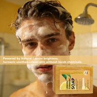 Savon au citron et au curcuma YUITIKUE |   Nettoyage en profondeur pour le visage et le corps |   Peau lisse et équilibrée avec des particules naturelles de coquilles de noix 100g 4