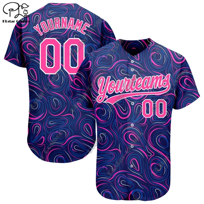 Men's Baseball Shirt Custom Name 3D Print Pattern Summer Loose Fit Unisex Hawaiian Beach Casual Series Baseball Shirt