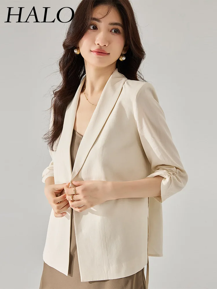 

HALO Mid Sleeved Green Fruit Collar Tie Up Short Suit Suspender Light And Thin Long Skirt For Women 2024 Spring/summer New Style