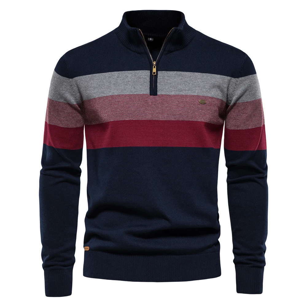 GURUNVANI Patchwork Trui Mens Colorblock Jumper Kabel Gebreide Trui